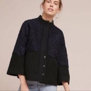 Anthropologie Field Flower wool lace coat